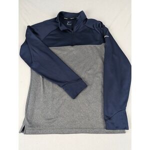 Nike Therma-FIT Mens Quarter Zip Pullover Navy Blue Gray Colorblock Fleece L